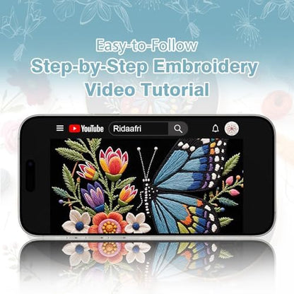 RidaaFri Embroidery Kit for Beginners, 3 Pk Stamped Butterfly DIY Craft - Image 6