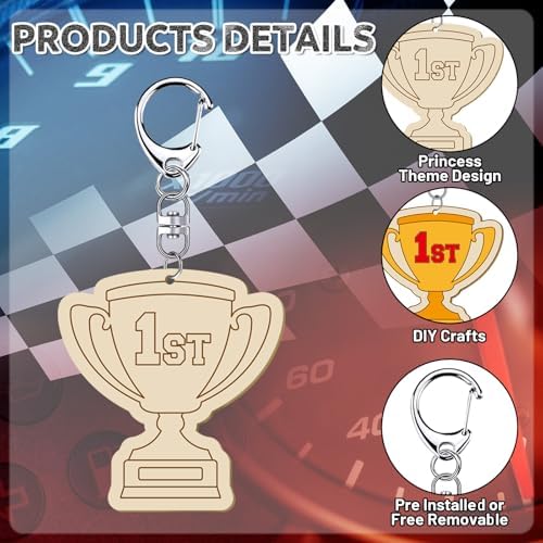 RattanView 24 Pcs Race Car Craft Color Your Own Keychains - Image 3