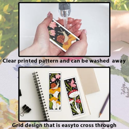 ACRNIGHEET 6PCS Stamped Cross Stitch Bookmark Kit for Beginners Mushroom - Image 3