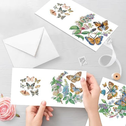 Tontut 6pcs Diamond Painting Kit Greeting Card, Butterfly 5D DIY Diamond Handmade Holiday Greeting Card with Envelope, Christmas Gift Congratulation - Image 6