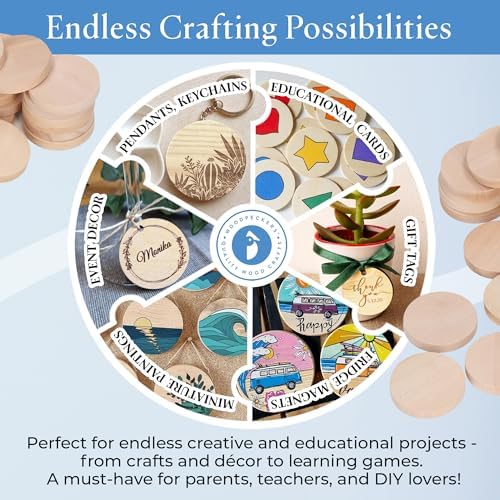 Wood Discs and Blank Tokens for Crafts, 3/4 x 1/8 inch Wooden Coins, Pack of 500 Unfinished Wood Circles, by Woodpeckers - Image 5