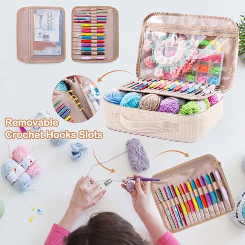 MYBAGZING Crochet Kit for Beginners,Yarn Starter Kit w/Hooks & Storage Bag - Image 3
