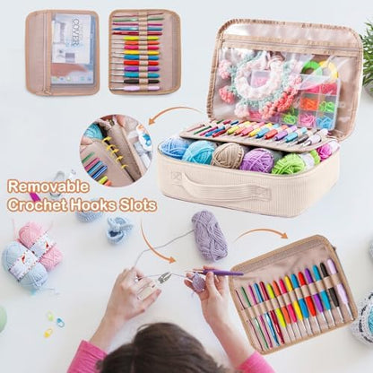 MYBAGZING Crochet Kit for Beginners,Yarn Starter Kit w/Hooks & Storage Bag - Image 3