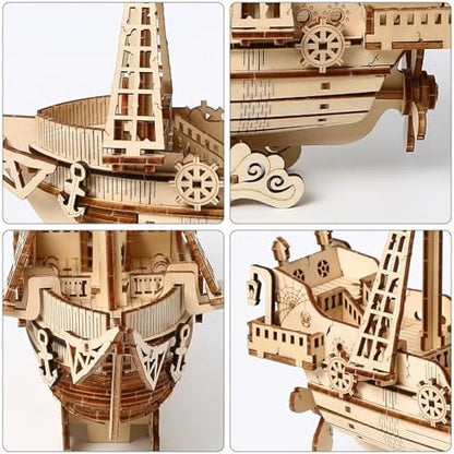 3D Wooden Puzzles for Adults, DIY Ship Model Building Kit - Image 4