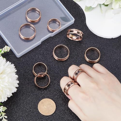 SUNNYCLUE 1 Box 12Pcs Stainless Steel Ring Blanks Grooved Finger Ring Blanks Settings Rose Gold US Size 7/8/9/10/11/12 Inlay Finger Rings Core Blank for Ring Jewelry Making Kits Women Men DIY Crafts - Image 3