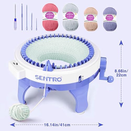 Knitting Machine,SENTRO 48 Needles Knitting Machines with Row Counter, Smart Weaving Round Loom,Double Knit Loom Machine Kit,DIY Knit Scarf Hat Sock - Image 5