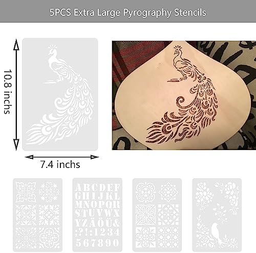 Professional Wood Burning Kit with One Pyrography Pen Single Wood Burner with 20 Wood Burning Tips with Case and 5PCS Stencils - Image 5