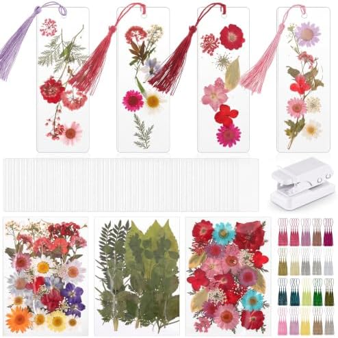 Fuyoooo 376 Pcs Pressed Flower Bookmark Kit,Rainbow Color,2 x 6 Inch by Liraitoya