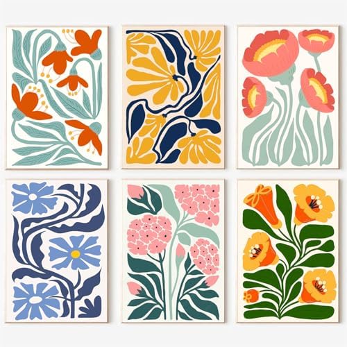 6 Pack Paint by Numbers Kit for Adults and Kids Beginner, Flower Adult Paint by Number Kits on Canvas, Easy Flowers DIY Acrylic Oil Painting by Numbers Kits Perfect for Home Wall Decor 8 x 12 Inch by AOSGEDY