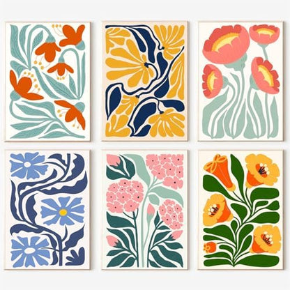 6 Pack Paint by Numbers Kit for Adults and Kids Beginner, Flower Adult Paint by Number Kits on Canvas, Easy Flowers DIY Acrylic Oil Painting by Numbers Kits Perfect for Home Wall Decor 8 x 12 Inch by AOSGEDY