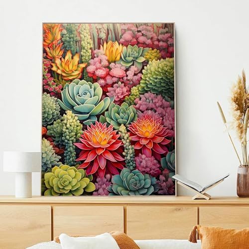 xcemhil Succulents Paint by Numbers Kit for Adults Beginner, Succulents Paint by Number for Adult, Acrylic Paint by Numbers Kits Suitable for Home Wall Art Decor Gifts 16x20 Inch - Image 2