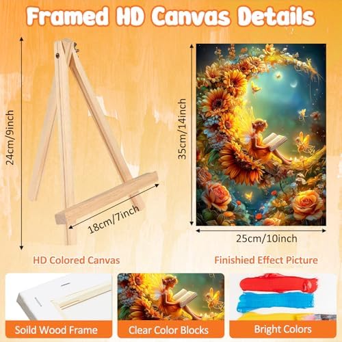 MAXBYE Moon Paint by Numbers Kit for Adults with Frame and Wooden Easel, Fairy Easy Painting Numbers Art Kits with Frame on Canvas, DIY Acrylic Painting Kit for Gift Home Wall Garden Decor 10×14 in - Image 3