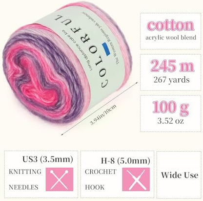 Aeelike Cake Yarn for Crocheting, Soft Ombre Crochet Yarn, Lotus Purple - Image 3
