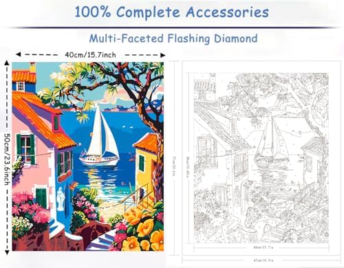 ZTOTZ Paint by Number for Adults Landscape, Village Scenery Adult Paint by Number Kits on Canvas, DIY Landscape Digital Oil Number Painting for Festival Gift Decor (16x20 Inch) - Image 2