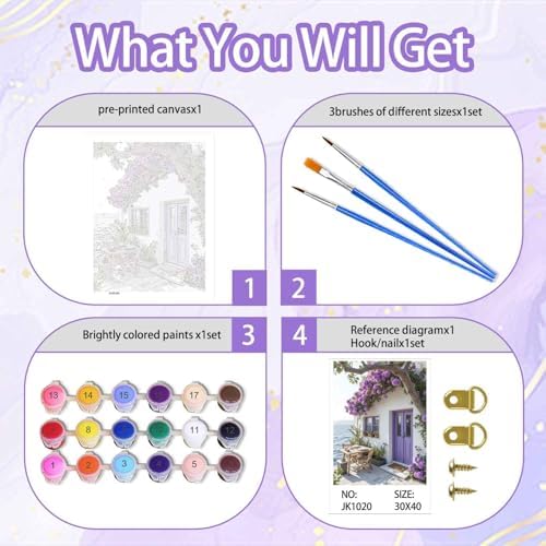 Yunruily Paint by Numbers Kits for Adults Landscape-Paint by Numbers for Adults Canvas,Paint by Number Adult for Gifts Home Wall Decor (16x20inch) - Image 5