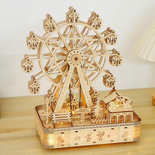 3D Wooden Puzzles for Adults, Ferris Wheel Kit w/Music & Spark Light - Image 6