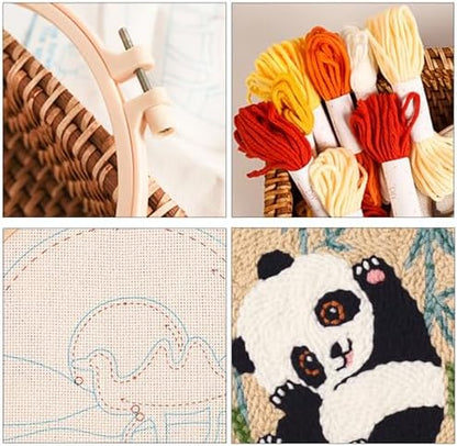 Woohome Punch Needle Kit Included Plastic Hoops, Punch Needle Cloth, Color Yarn and Punch Needle Tools for Adults, Beginners (Panda and Bamboo) - Image 7