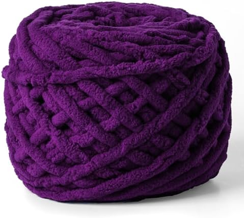 Plush Chenille Chunky Yarn 100g (49.2yd) - Fluffy Velvet Yarn Crochet for Blanket Knitting and Crocheting - Baby Yarns for Crocheting Soft - Amigurumi Yarns (Deep Purple) by OMoiut
