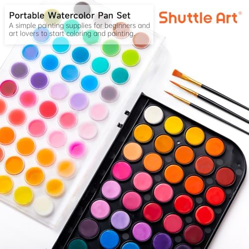 Shuttle Art Watercolor Paint Set, 48 Colors Watercolor Paint Pan Set with 3 Paint Brushes for Beginners, Artists, Kids & Adults for Painting, Journaling, Calligraphy Practice - Image 3