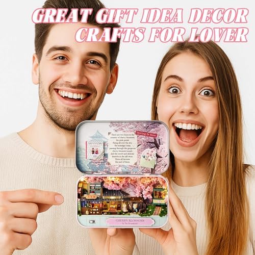 Kisoy DIY Miniature House Kit, Tiny House Building Kit with Furniture and LED Light for Adults and Teens, DIY Mini House Craft Kit, Decorations/Gifts for Family and Friends（Cherry Blossoms） - Image 5