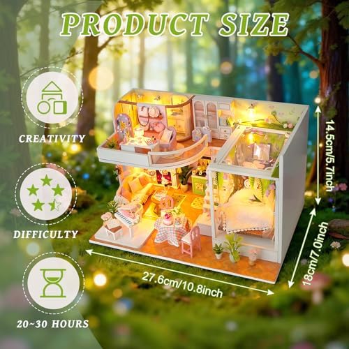 DIY Miniature House Kit, Dollhouse Kit w/Dust Cover Adult, Greenhouse - Image 2