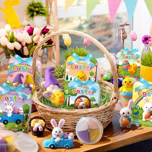 Capoda 6 Sets Easter DIY Craft Kit Easter Air Dry Clay Kit Bunny Eggs DIY Arts and Crafts Modeling Clay Gifts Bulk with Tutorials for Home Party Favors Art Projects Fun Activities Supplies - Image 6