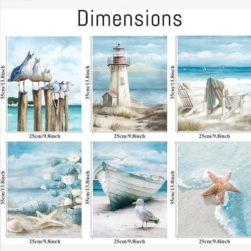 cupmod 6 Packs Beach Paint by Numbers Kit for Adults,Sea Side DIY Acrylic Oil Painting Numbers Kits on Canvas,Watercolor Adults Paint by Numbers Kits for Home Decor 9.8x13.8inch - Image 2
