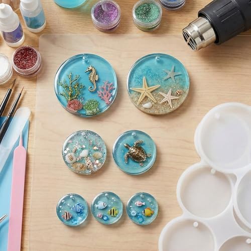 3 Pcs Circle Silicone Molds, 25 Cavity Round Resin Molds, Drilled Circle Molds for DIY Earrings, Keychains, Pendants, Pet Tags - Image 6