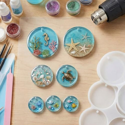 3 Pcs Circle Silicone Molds, 25 Cavity Round Resin Molds, Drilled Circle Molds for DIY Earrings, Keychains, Pendants, Pet Tags - Image 6