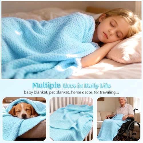 Aeelike Crochet Blanket Kit for Beginners, Easy Soft Crochet Kit, Blue - Image 5