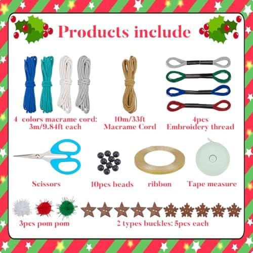 INFUNLY 8 Sets Boho Tree Macrame Kits DIY Christmas Elk Macrame Ornament for Adults BeginnerHanging with Instructions Christmas Handmade Macrame Hanging Kit for Holiday Wall Home Party Decor - Image 2