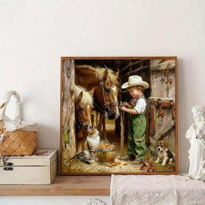 Vintage Cowboy Boy Paint by Numbers Kit for Adults Canvas, Frameworkless - Image 5