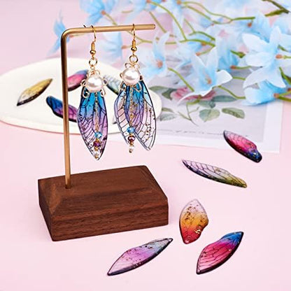 FASHEWELRY 50Pcs Resin Big Wing Charms Transparent Insects Wing Pendants Colorful Dragonfly Wings Hanging Charms with Gold Foil for Jewelry Making - Image 2