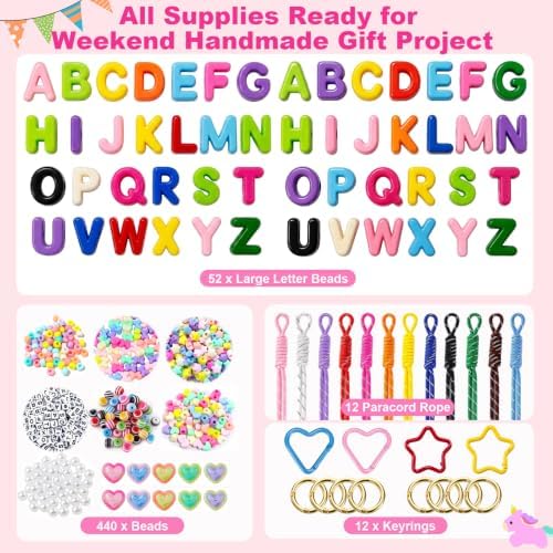 516 Pcs Large Letter Beads Kit for Paracord Keychain, DIY Bag Charm Kit - Image 2
