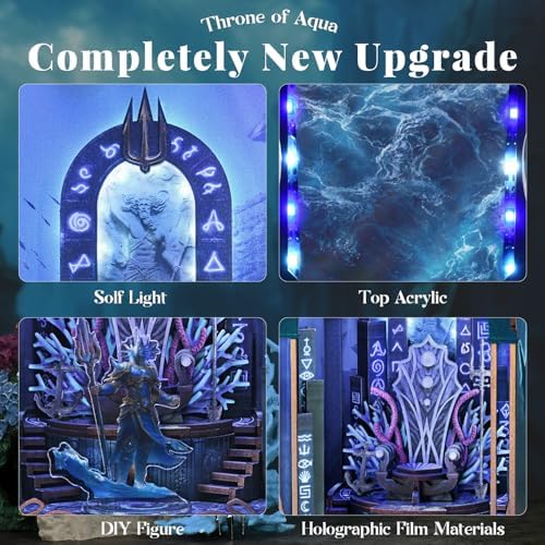 MiniCity Throne of Aqua Book Nook Kit, 3D Wooden Puzzle Bookshelf Insert - Image 4