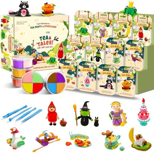 Air Dry Clay Kit for Kids Clay Craft Kits Tale Theme Story Figures 12Box Modeling Clay Set w/Tool&Tutorials,Ultra Soft Non-Sticky Bulk Craft Supplies for Classroom,Birthday,Party,Back to School Gifts by HTPREC