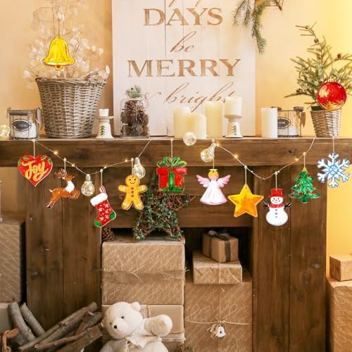 80PCS Wooden Christmas Ornaments to Paint, 8 Styles DIY Blank Unfinished Wood Reindeer Santa Claus Christmas Tree Ball Snowman Snowflake Angel Cutouts Ornament for Crafts Winter Hanging Decorations - Image 5