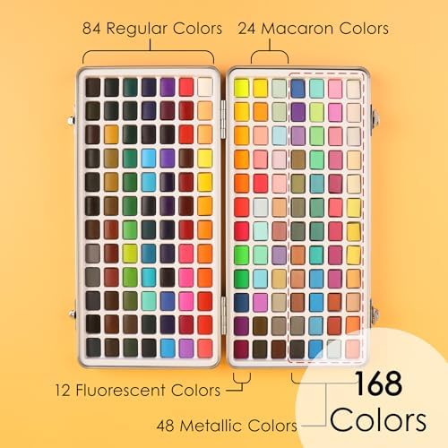 Grabie Set of 168 Color Watercolor Paint Set with Brush Pens - Image 3