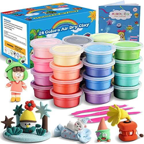 ifergoo Air Dry Clay, 24 Colors Magic Foam Modeling Clay for Kids by iFergoo