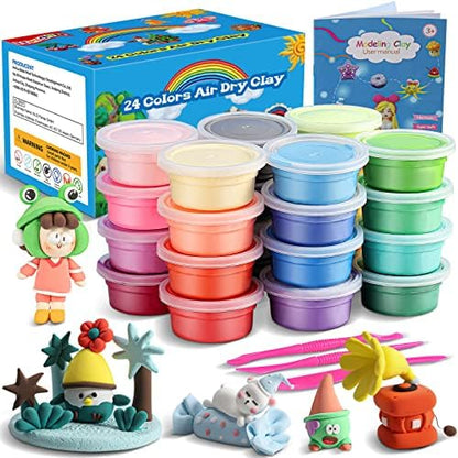 ifergoo Air Dry Clay, 24 Colors Magic Foam Modeling Clay for Kids by iFergoo