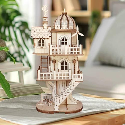3D Wooden Puzzle for Adults, DIY Creative Circular Treehouse Model Kit - Image 7