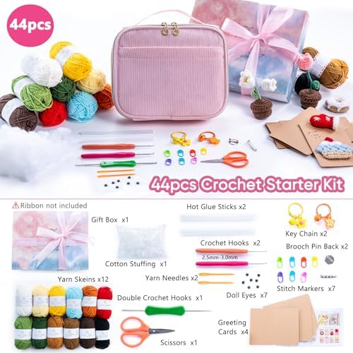 MYBAGZING Crochet Kit for Beginners, Complete Starter Set with Yarn, Ergonomic Crochet Hooks, Needles, Crochet Accessories and Suppliers for Crochet Beginner Projects, Knitting Kit for Adult - Image 2