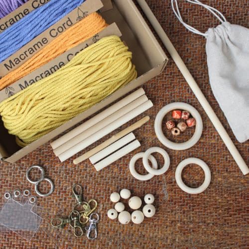 BUFANTL DIY Macrame Kit for Adults Beginners, 77 PCS Macrame Supplies with 9 Projects, 6 Colors Macrame Cord & Full Craft Materials, Great Gift Idea for Craft Lovers - Image 5