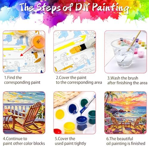 ZTOTZ Paint by Numbers Kit for Adults Sunset Landscape Art 16x20 Home Decor - Image 6