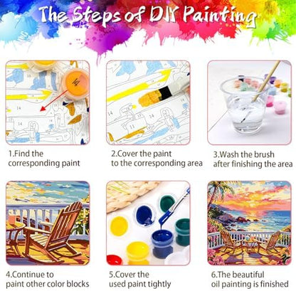 ZTOTZ Paint by Numbers Kit for Adults Sunset Landscape Art 16x20 Home Decor - Image 6