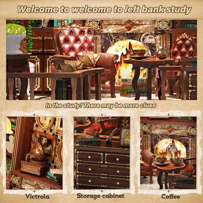 Book Nooks for Adults, DIY Miniature Dollhouse Book Nook Kit - Bank Study - Image 3