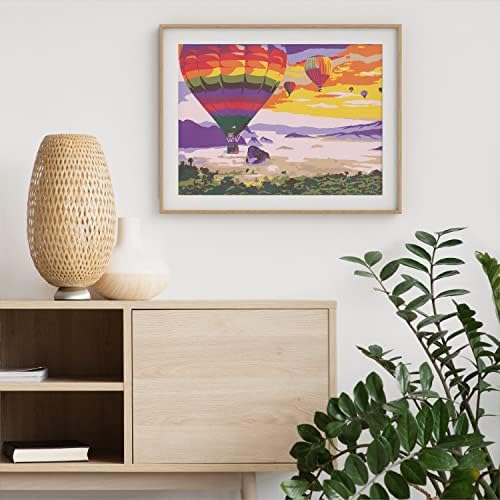 Arteza Paint by Number for Adults, 12x16 Inches, 21 Pieces, Hot-Air Balloon Paint by Numbers Kit, Comes with 1 Canvas Panel, 12 Acrylic Paint Pots, 5 Paintbrushes, Art Supplies for Home & Office Decor - Image 5
