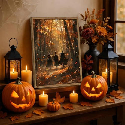 AIBOERL Paint by Numbers Kit for Adults Beginner,Fall Witch, 12X16In - Image 3