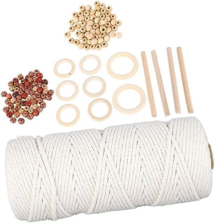 Yosoo Macrame Kits for Adults Beginners with Cotton Cord, Wooden Beads, Rings and Sticks, DIY Craft Supplies for Wall Hanging, Plant Hangers, Tapestries, Home Decor - Image 7
