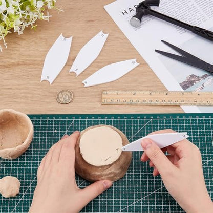 FINGERINSPIRE 4 Pcs Pottery Trimming Textured Art Tools With 4-18 Scale 4 Styles Acrylic Clay Wedging Board Set for Ceramics, Sculpting & Carving White Pottery Foot Shaper & Prep Tools for Clay Crafts - Image 5